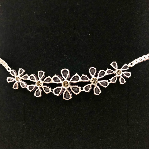 Amethyst Gemstone Flower Bib Necklace Sterling Silver 18 Inches NIB - Picture 8 of 11